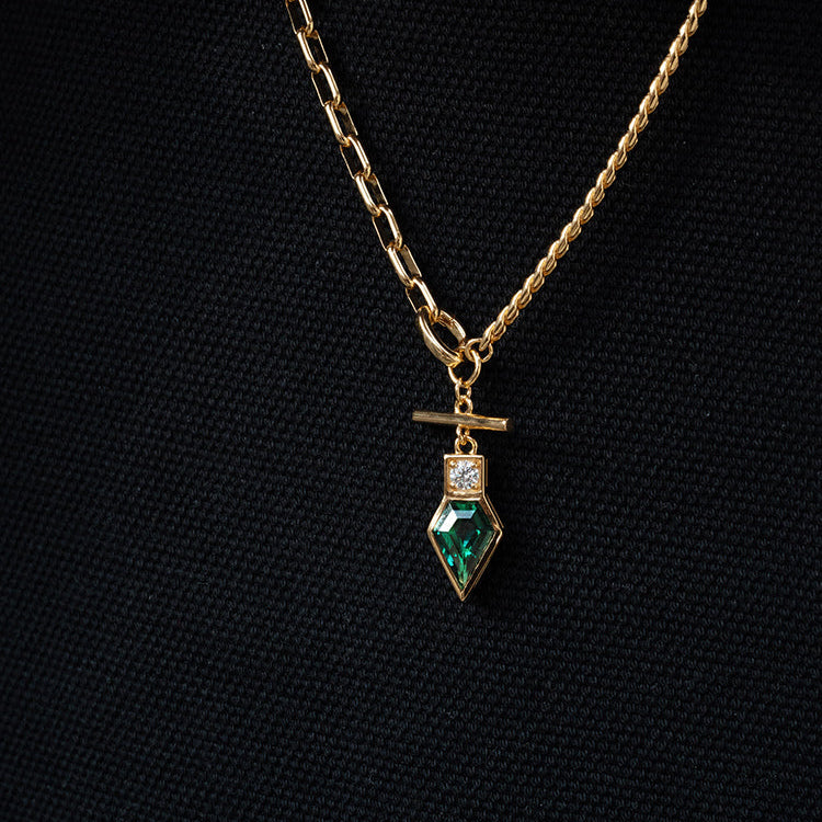 Golden Time Emerald Pendant Necklace