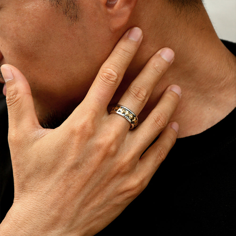 Black Gold Armor Ring Band