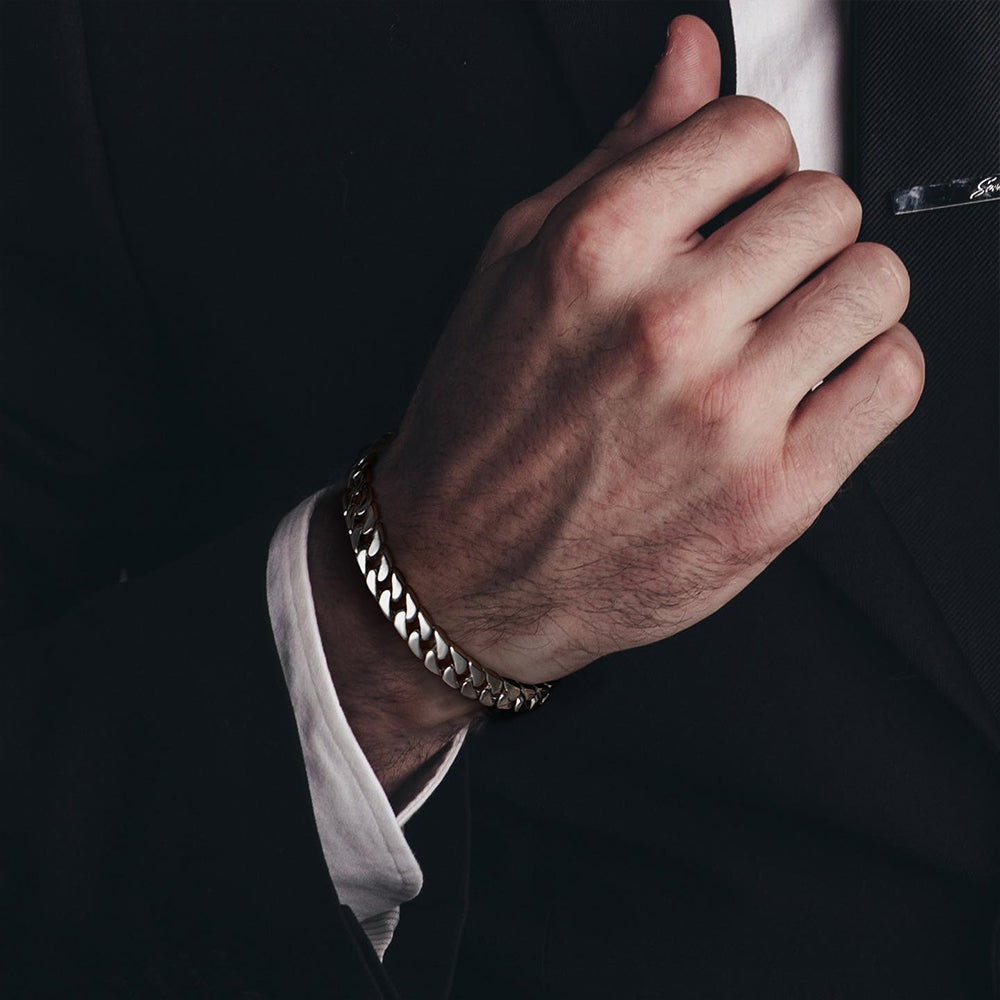 8 mm Solid Sterling Silver Cuban Link Bracelet