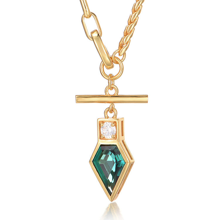 Golden Time Emerald Pendant Necklace