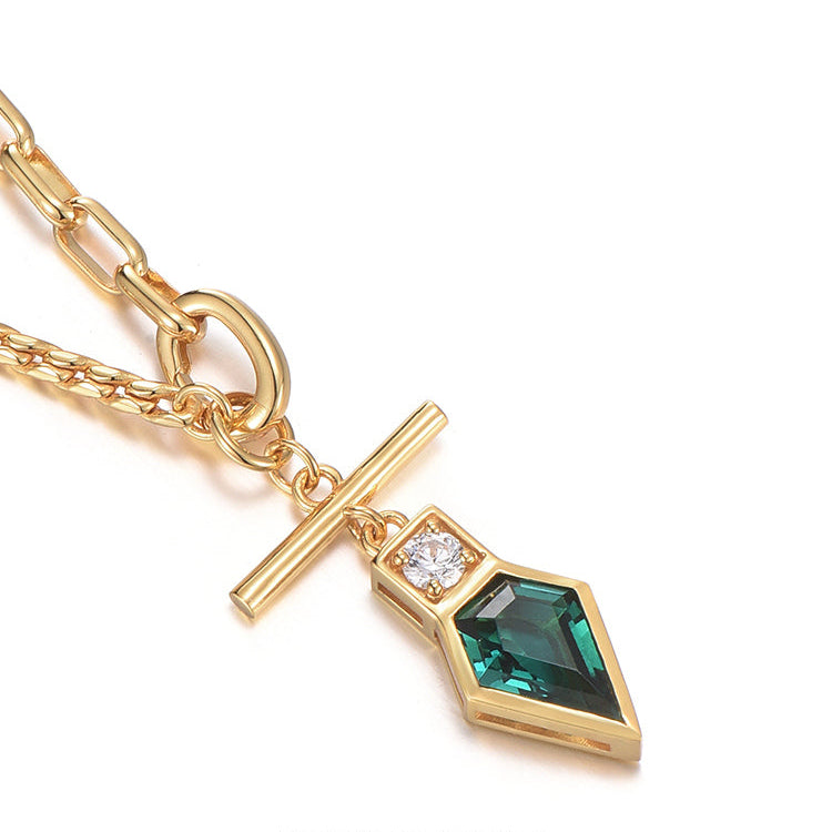 Golden Time Emerald Pendant Necklace