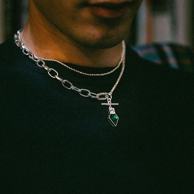 Golden Time Emerald Pendant Necklace