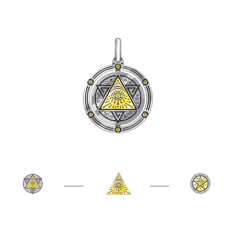 IDEAGEMER Eye of God Sterling Silver Rotatable Pendants