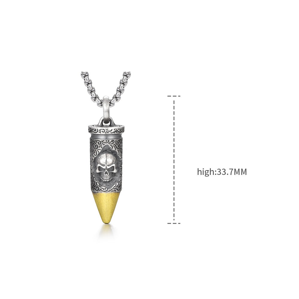 Vintage Skull Bullet Pendant
