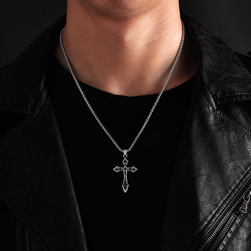 Black Pointed Cross Pendant