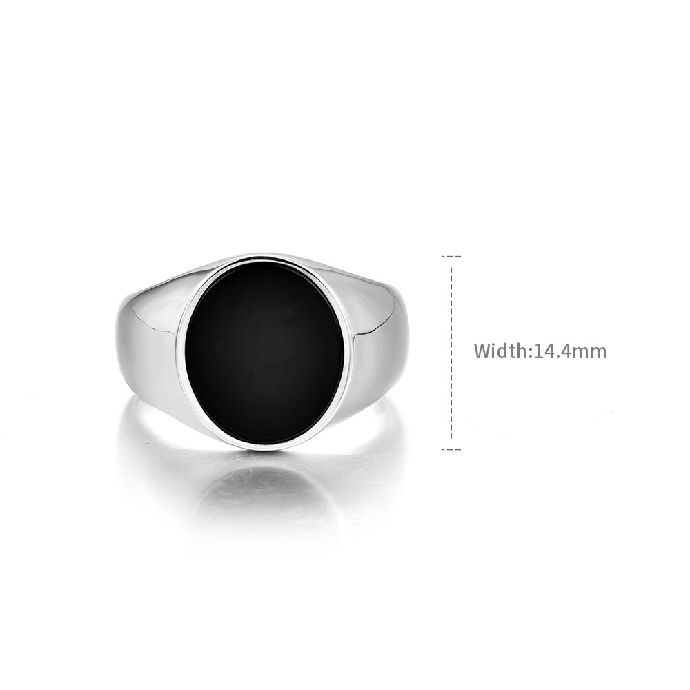 Black Onyx Round Signet Ring