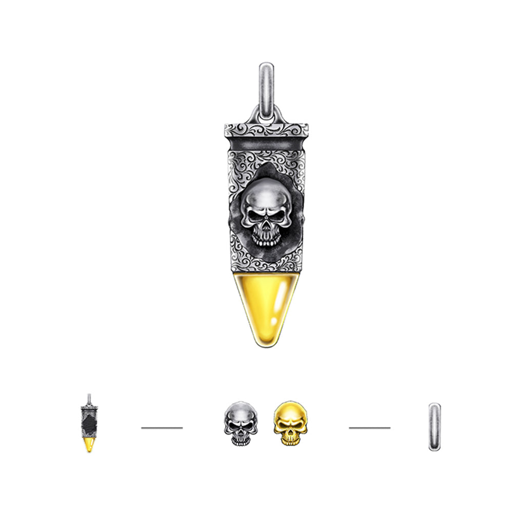 Vintage Skull Bullet Pendant