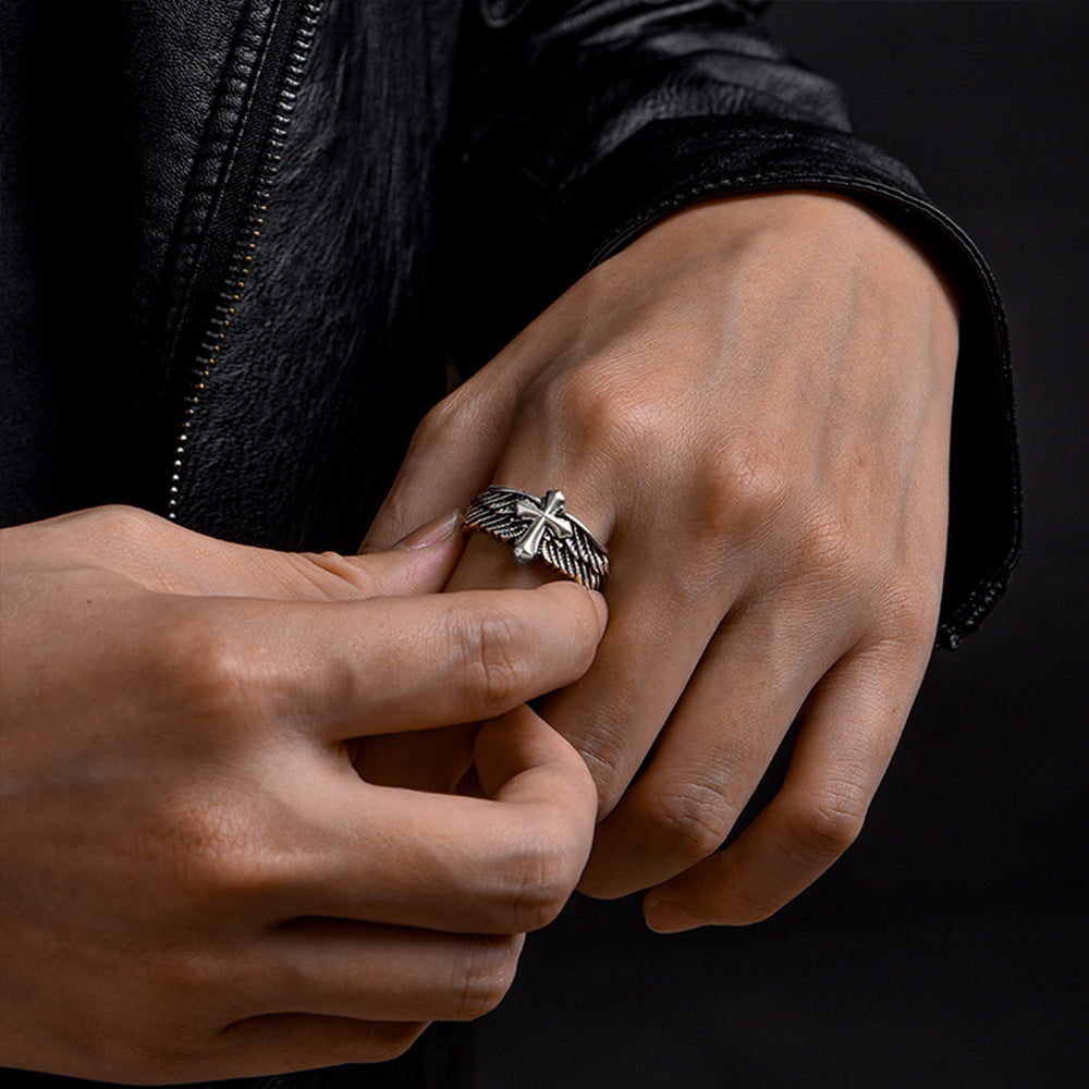 Vintage Angel Cross Ring