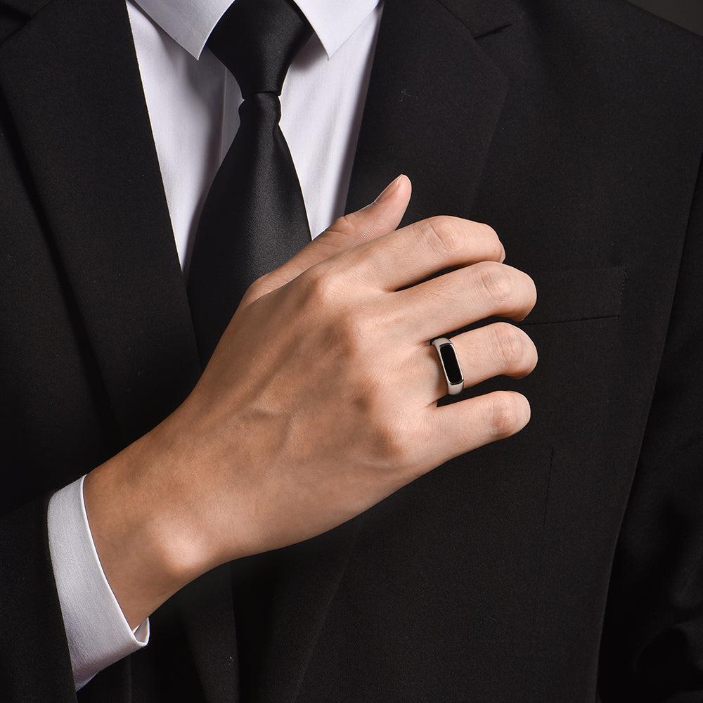 Black Onyx Bar Signet Ring