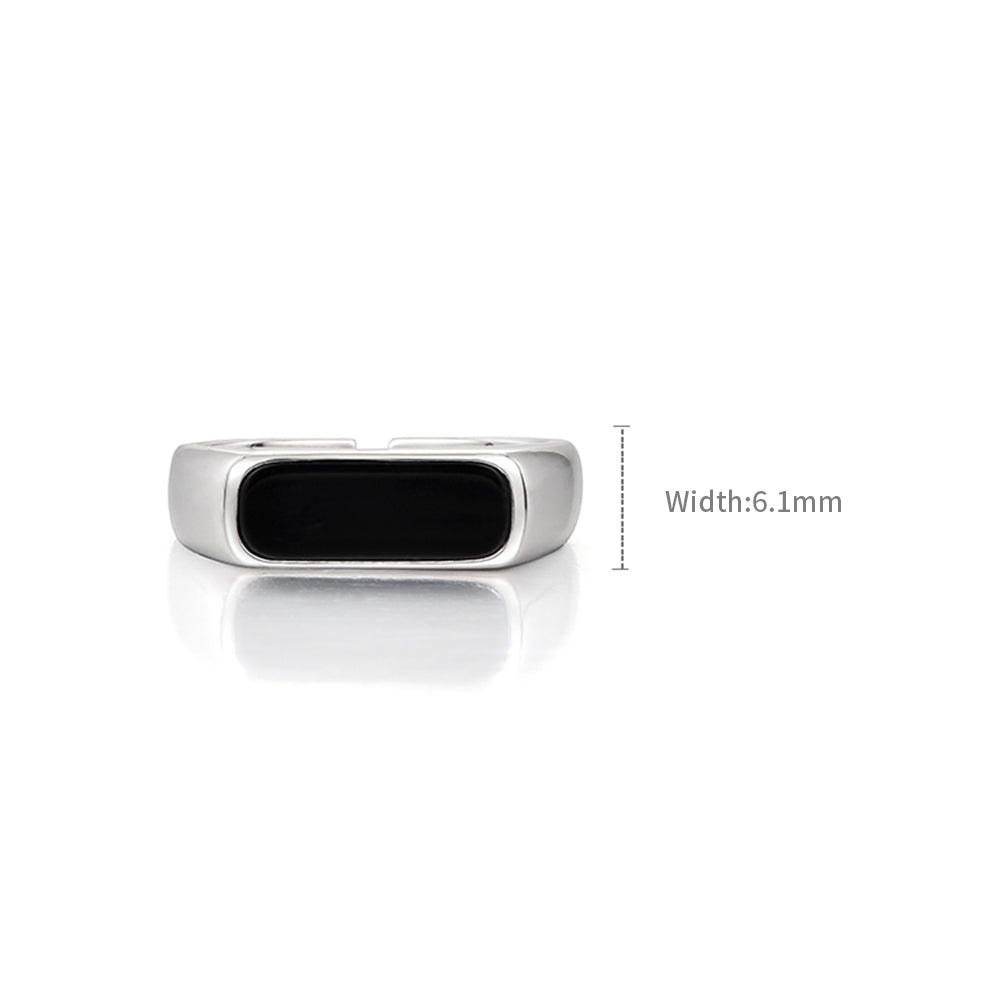 Black Onyx Bar Signet Ring