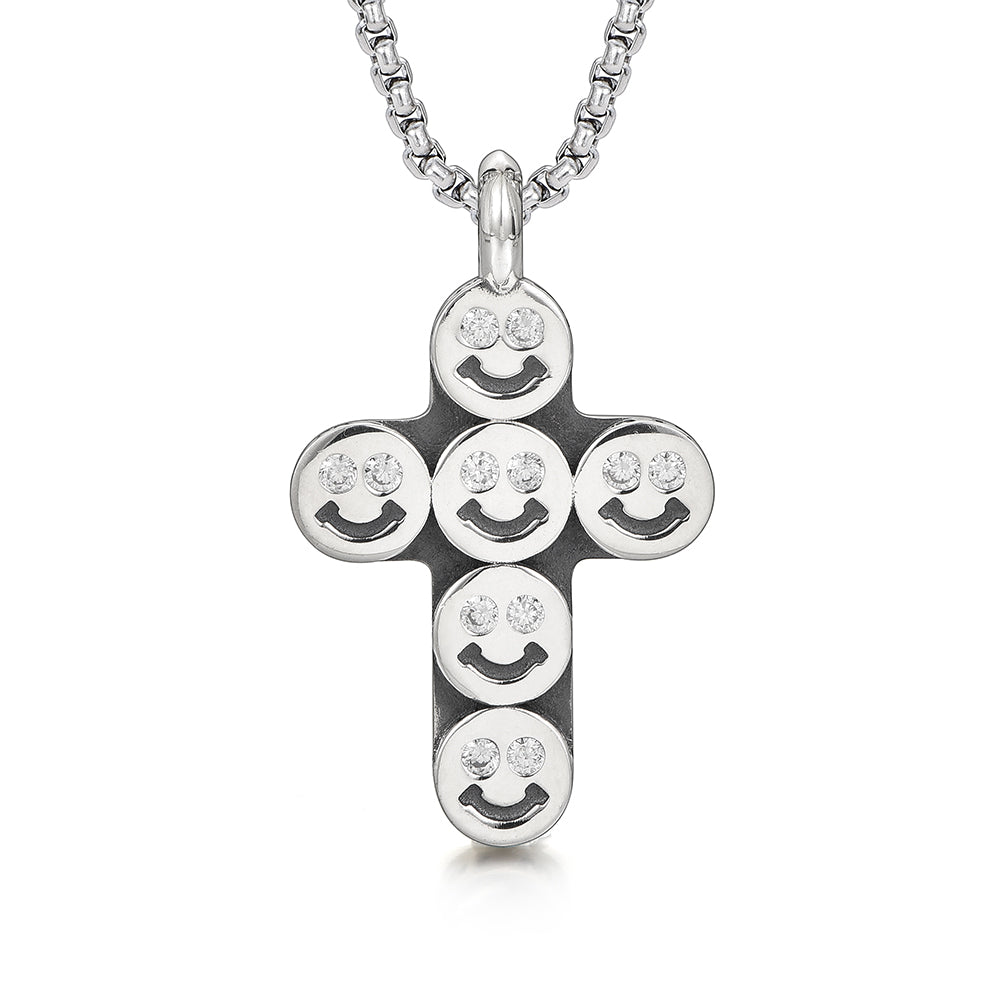 Smiley Faces Cross Pendant