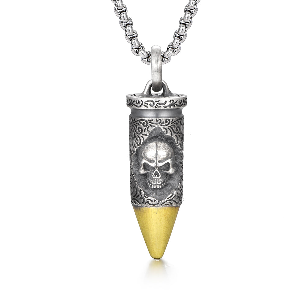 Vintage Skull Bullet Pendant