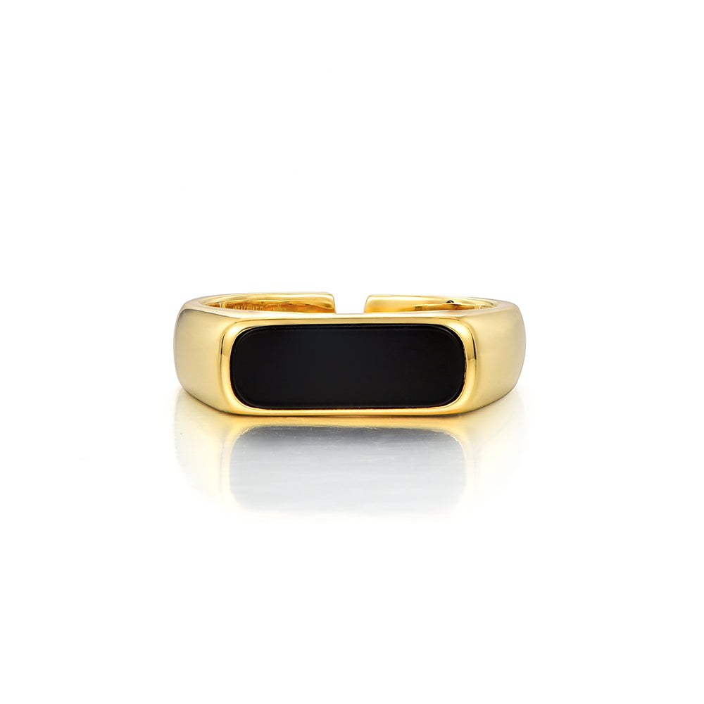 Black Onyx Bar Signet Ring