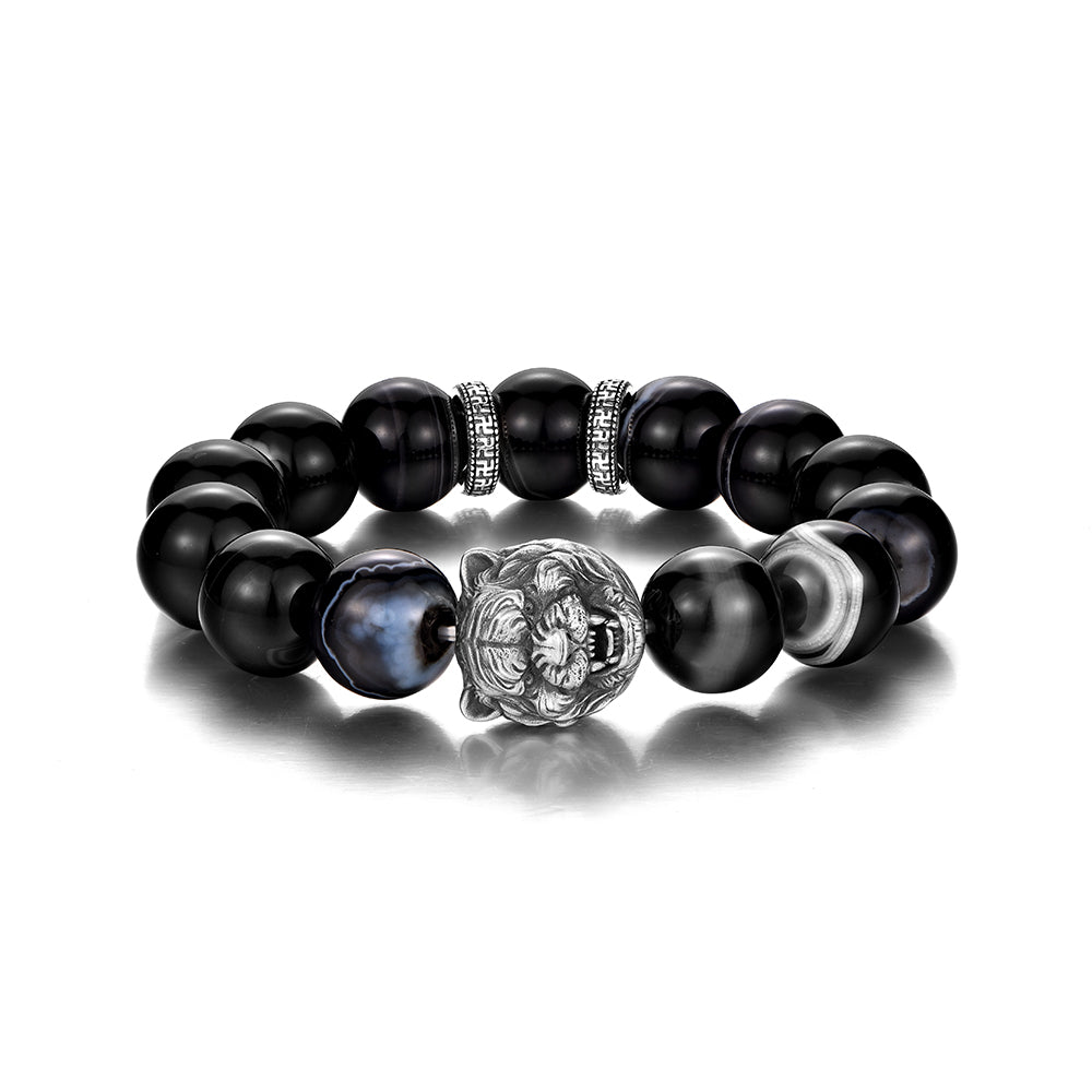 Black Obsidian Tiger Head Bracelet