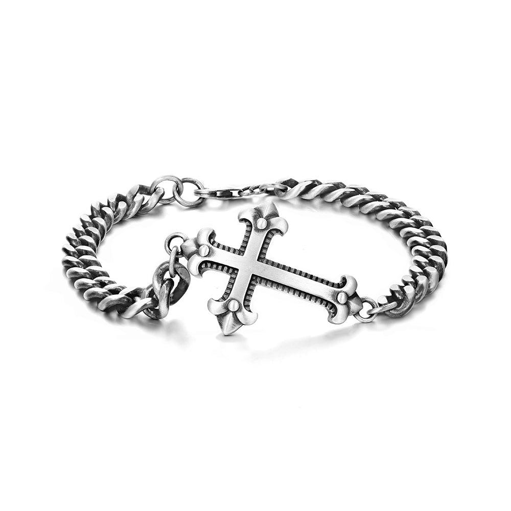 Vintage Cross Curb Cuban Link Bracelet
