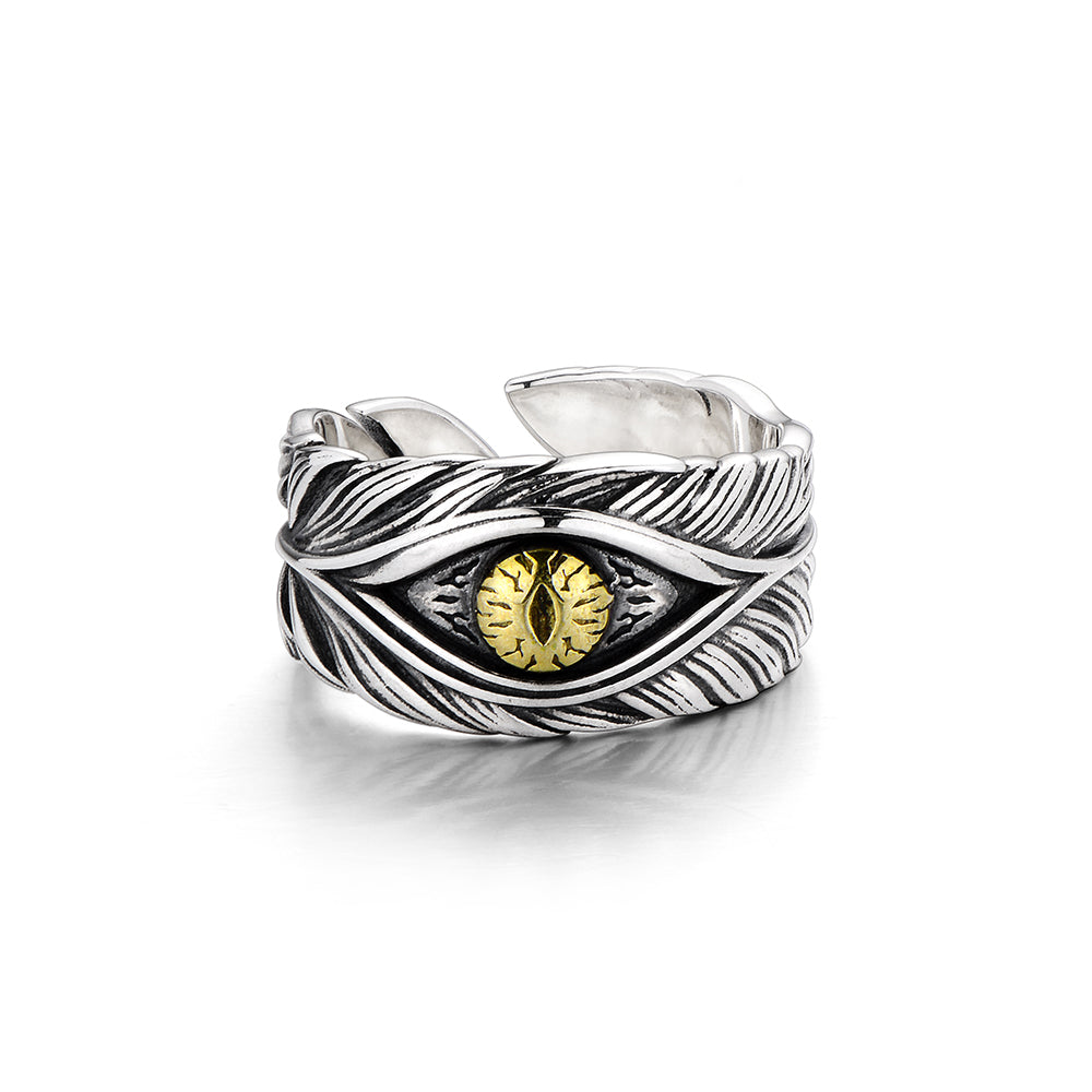 Vintage Devil's Eye Feather Ring Band
