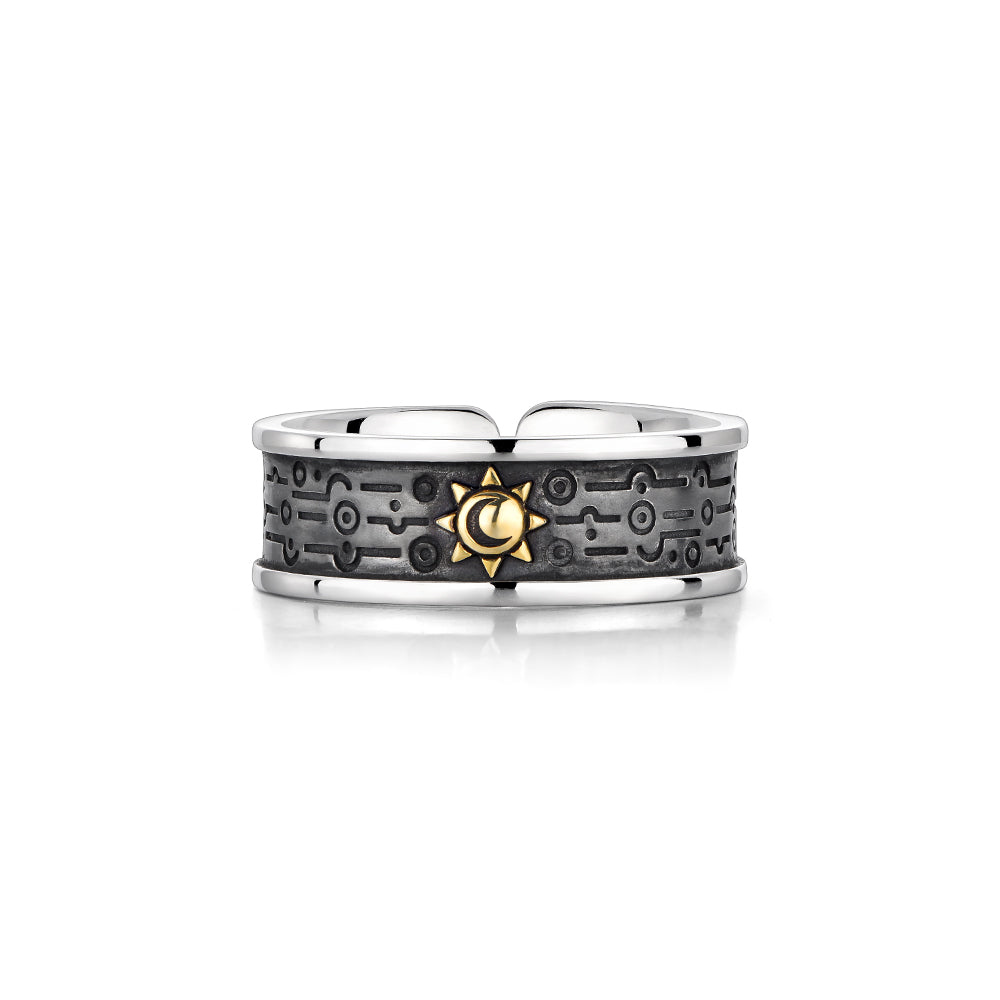 Cyber Sun & Moon Ring Band