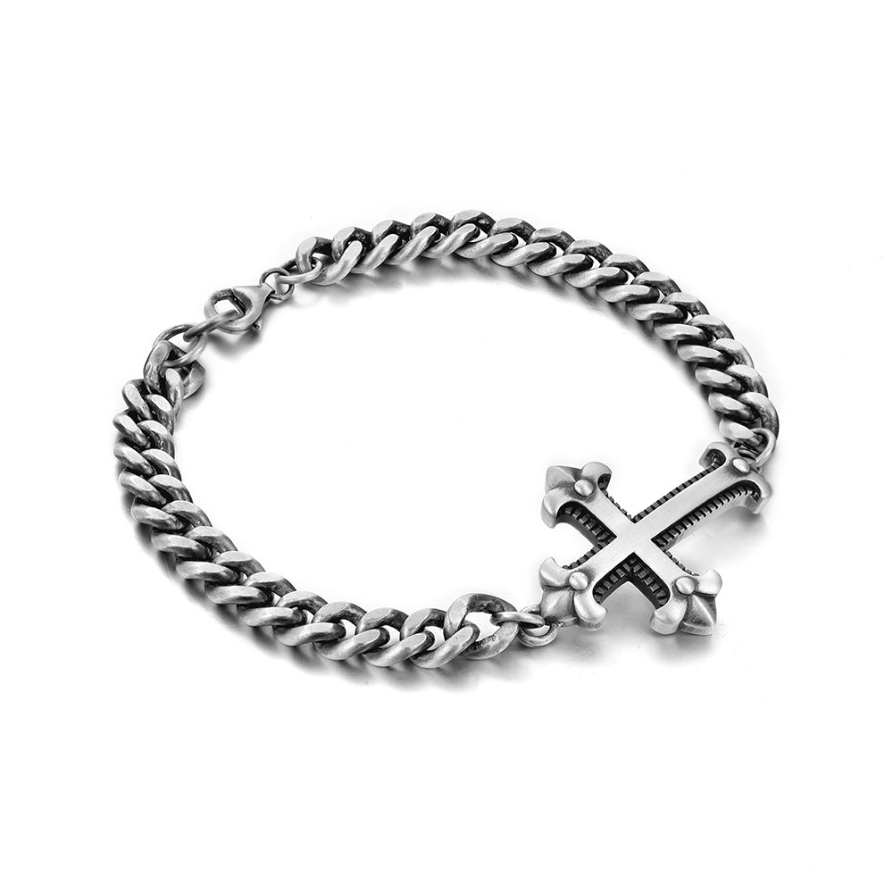 Vintage Cross Curb Cuban Link Bracelet