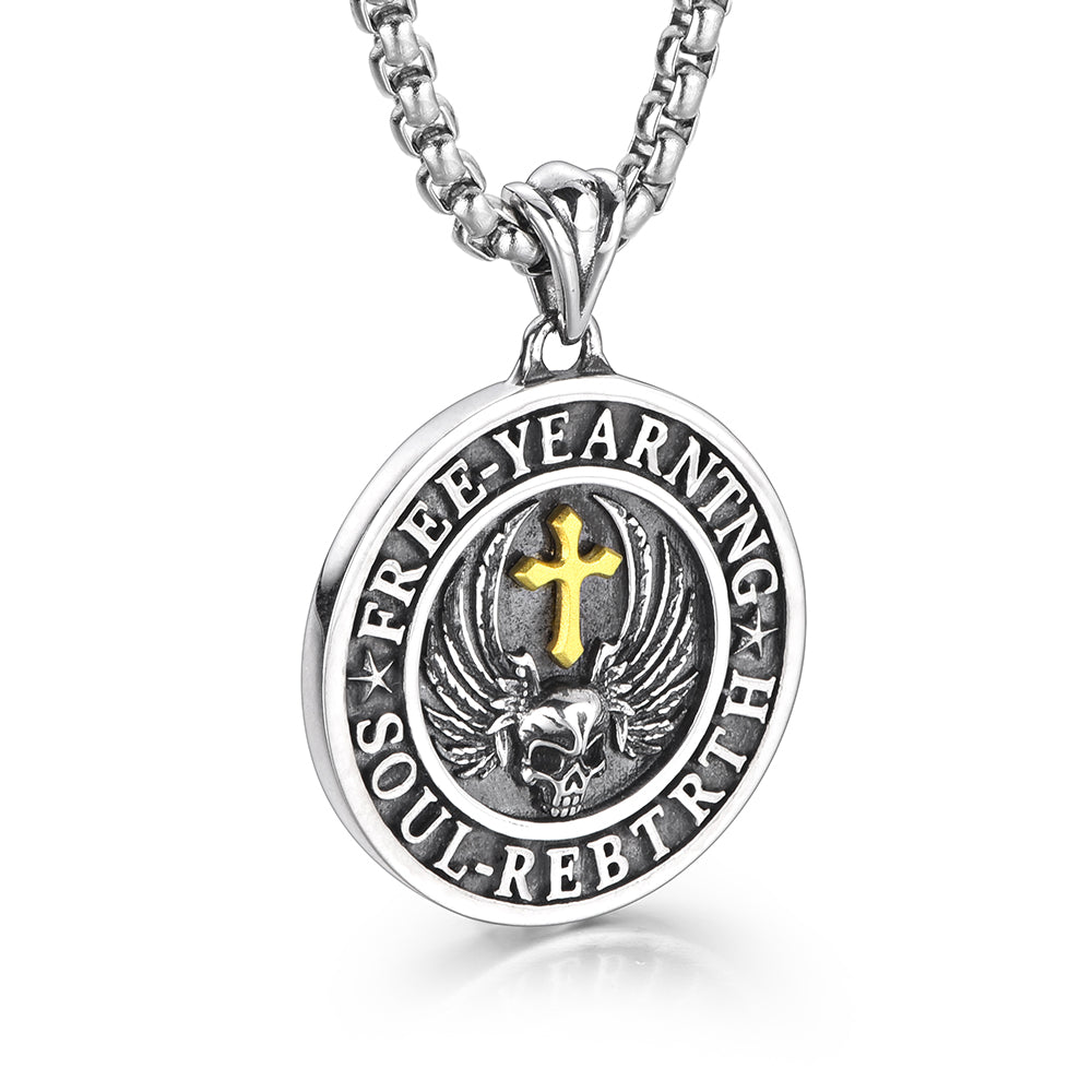 Vintage Holy Wing Skull Pendant