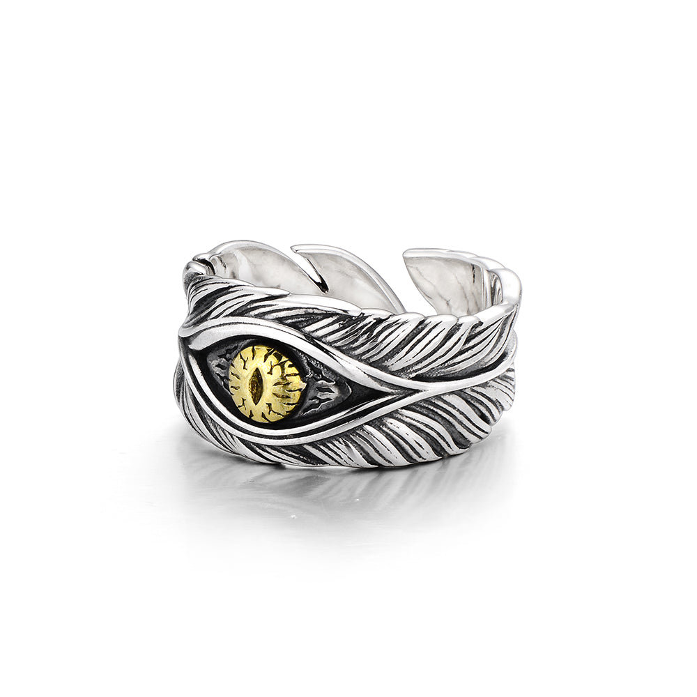 Vintage Devil's Eye Feather Ring Band