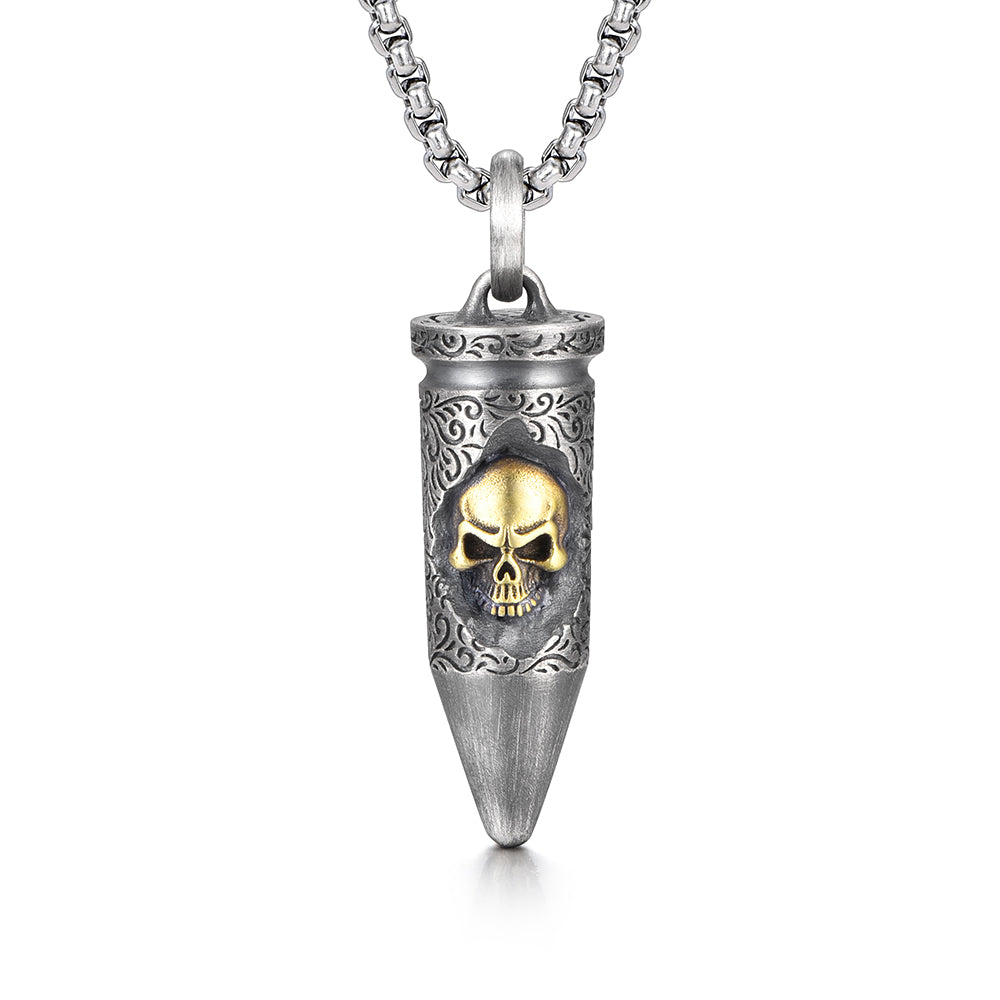 Vintage Skull Bullet Pendant