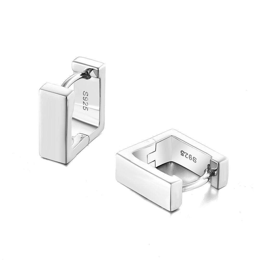 Sterling Silver Square Hoop Earrings