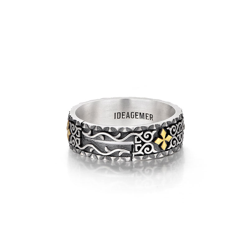 Black Gold Byzantine Ring Band
