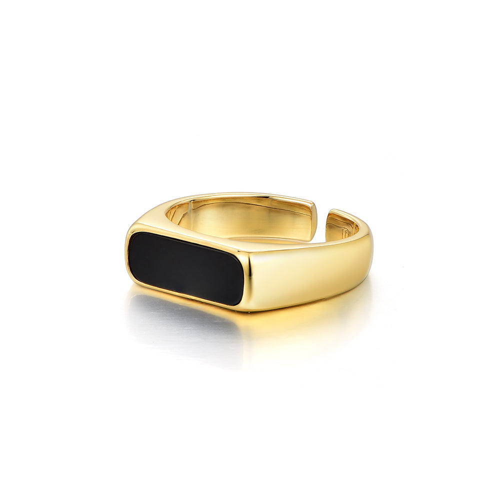 Black Onyx Bar Signet Ring