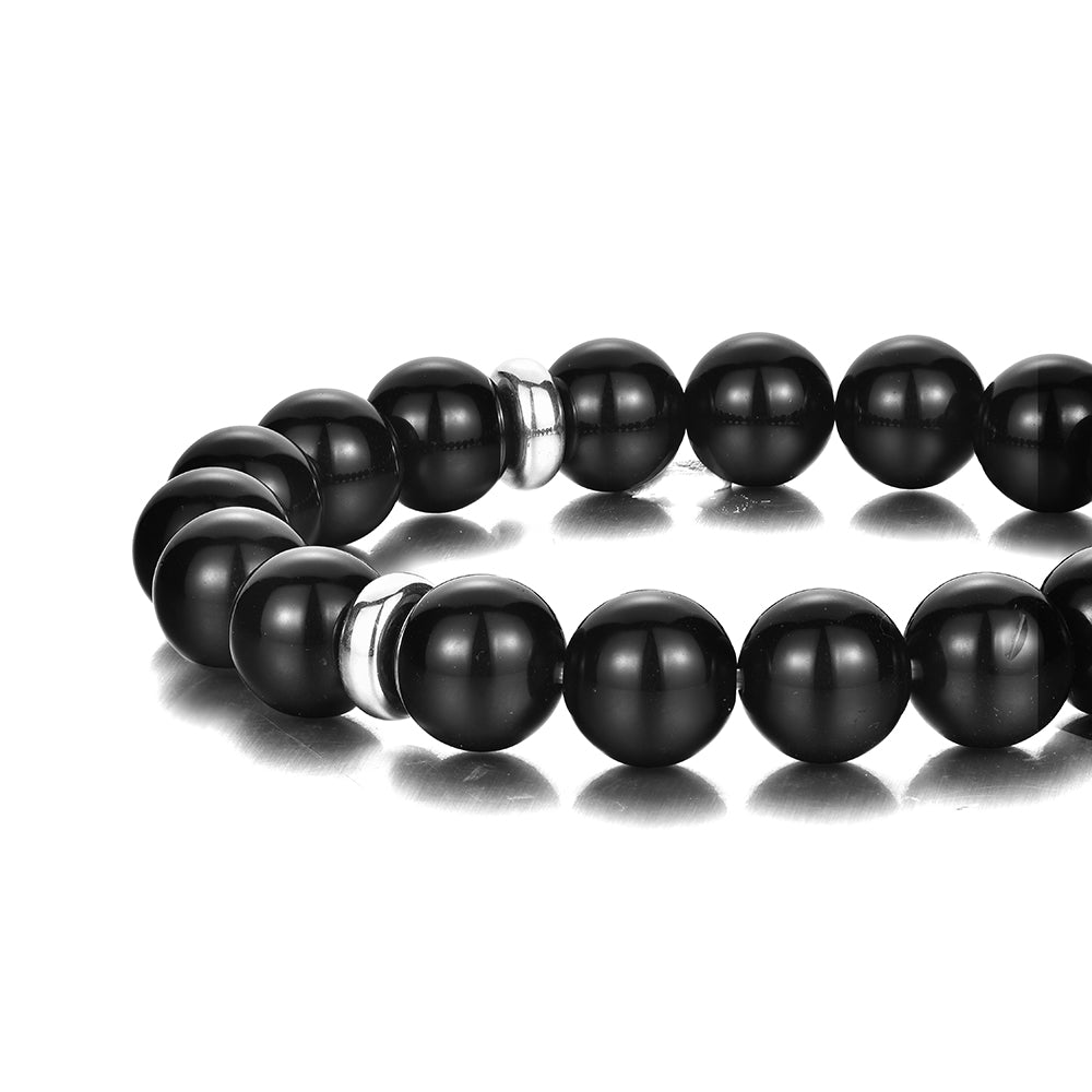 Black Obsidian Skull Beaded Bracelet