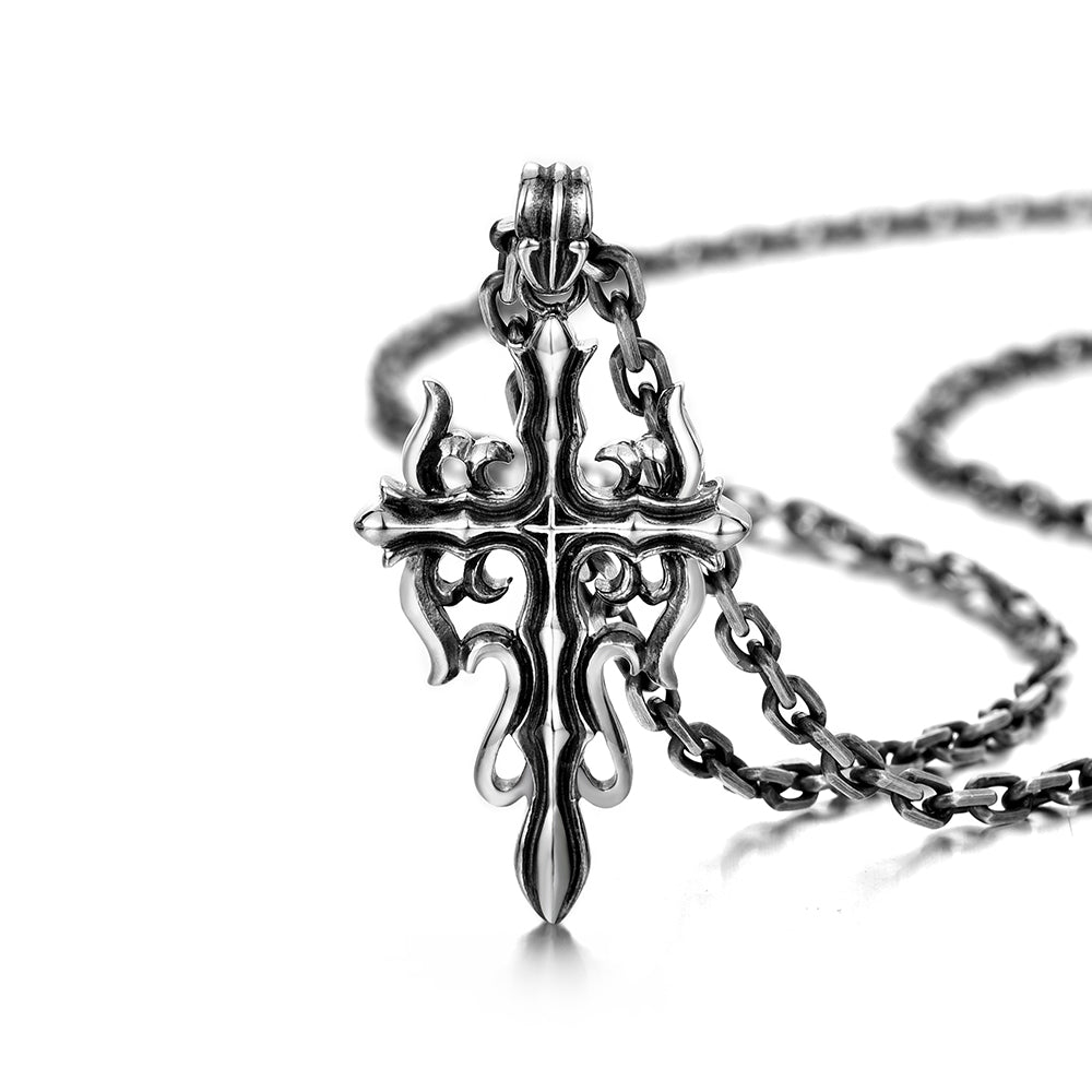 Vintage Bloody Mary Nemesis Flame Cross Pendant