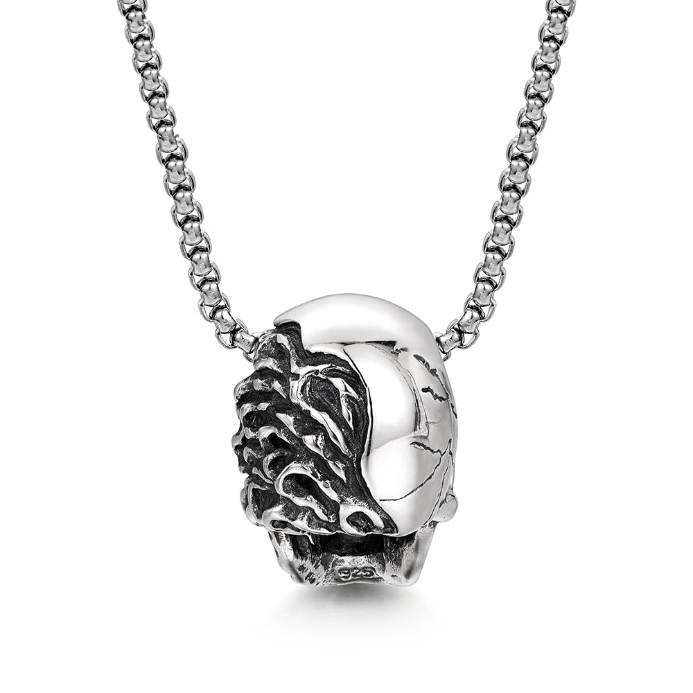 Vintage Flame Skull Pendant Necklace