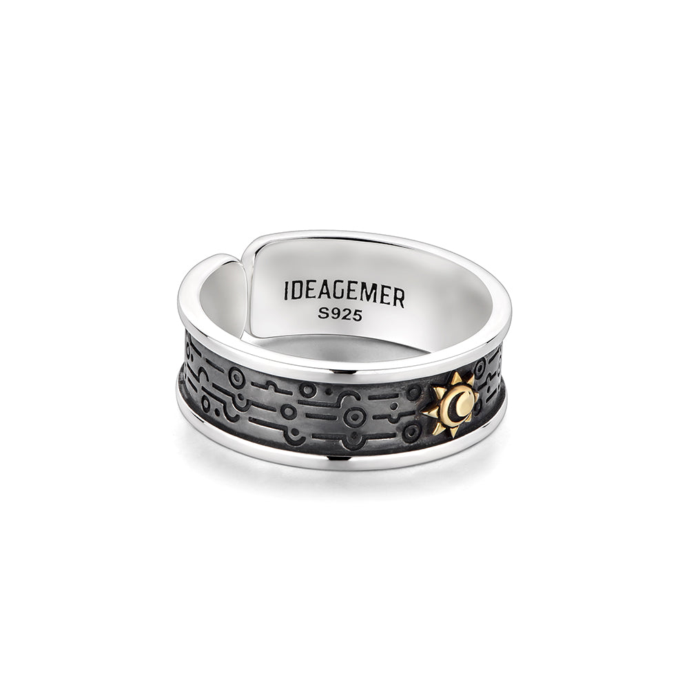 Cyber Sun & Moon Ring Band