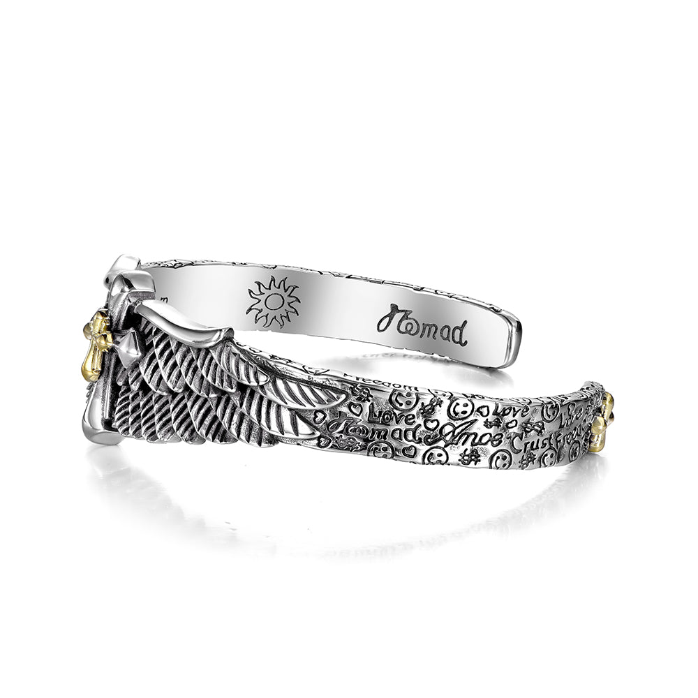 Vintage Angel Cross Bangle Bracelet