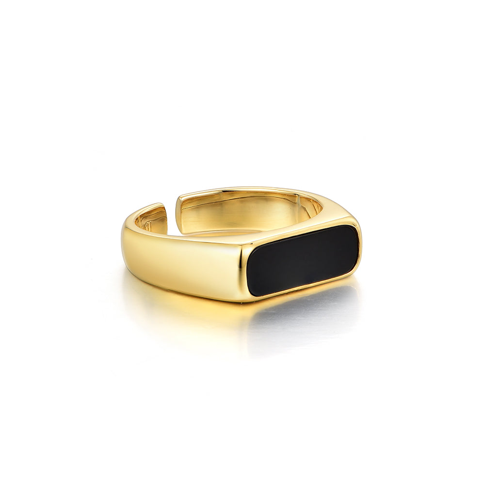 Black Onyx Bar Signet Ring