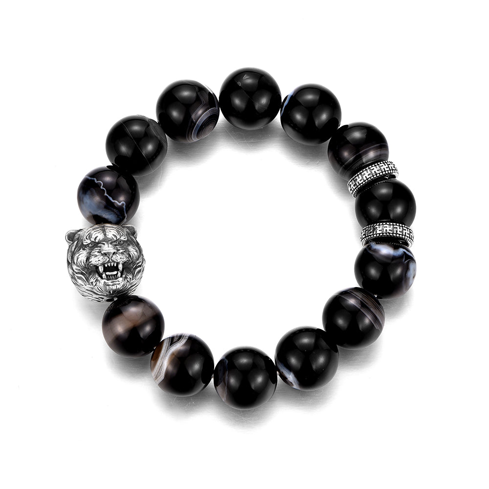 Black Obsidian Tiger Head Bracelet