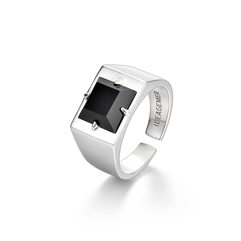 Black Onyx Bar Signet Ring