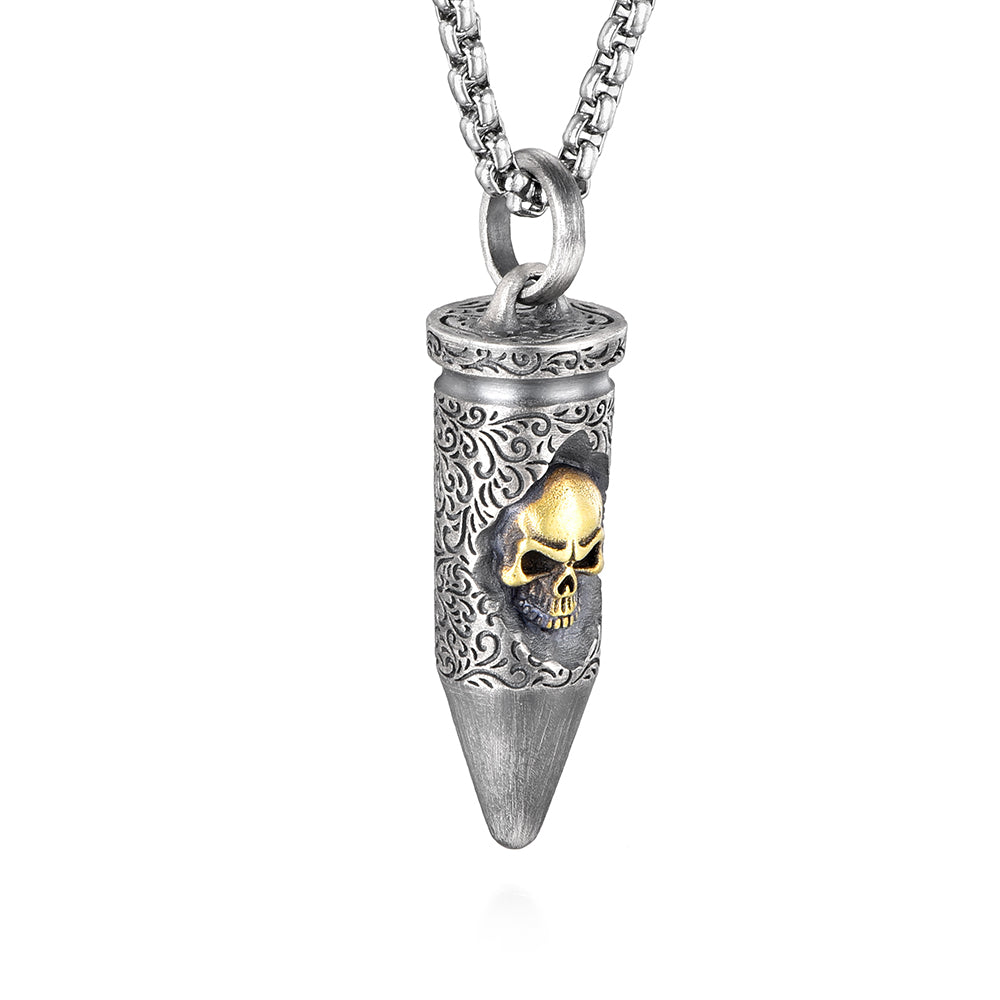 Vintage Skull Bullet Pendant
