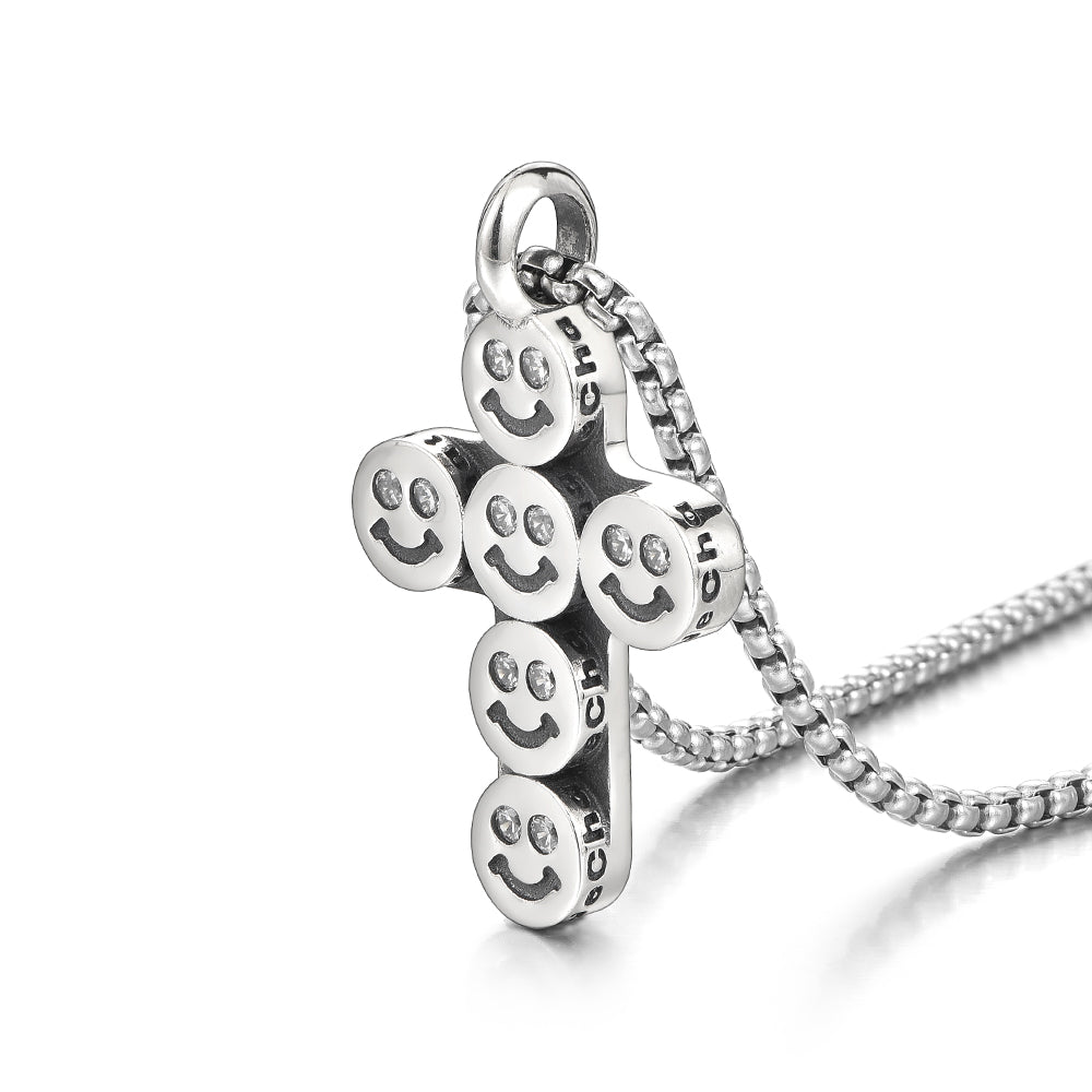 Smiley Faces Cross Pendant