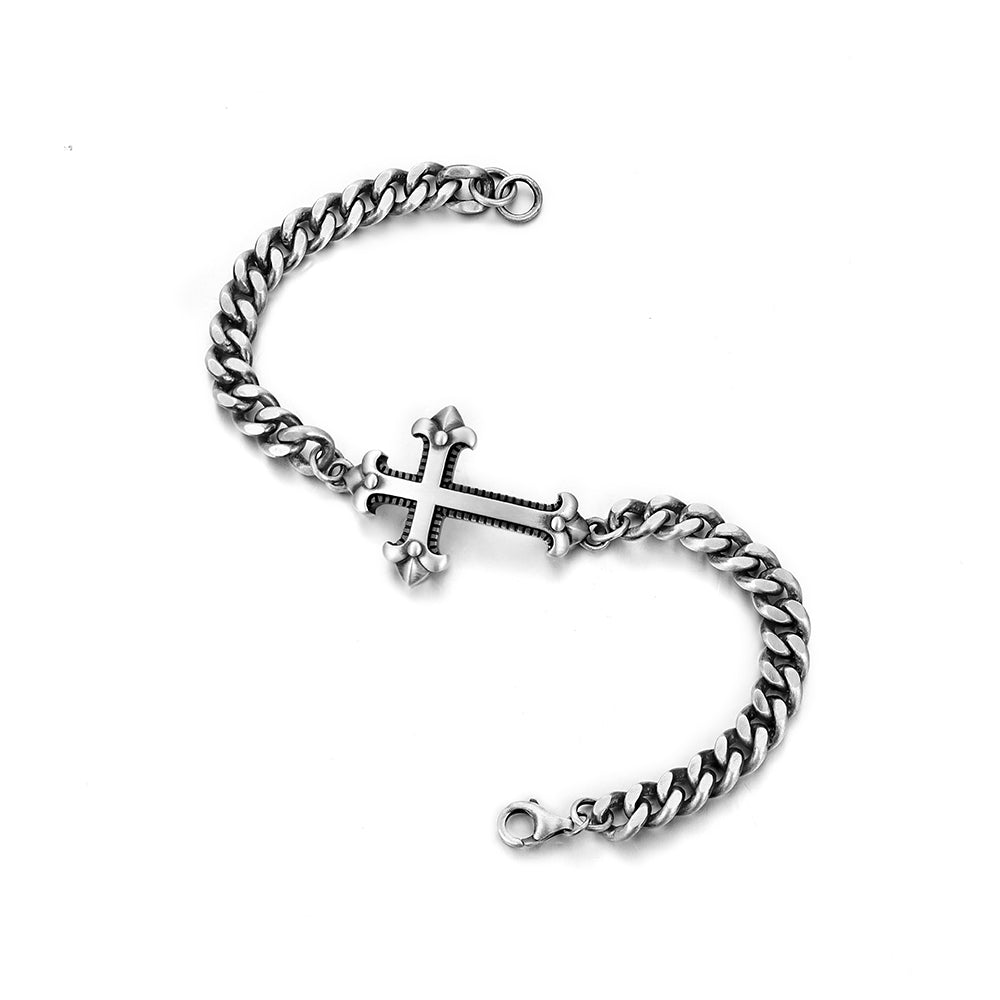 Vintage Cross Curb Cuban Link Bracelet