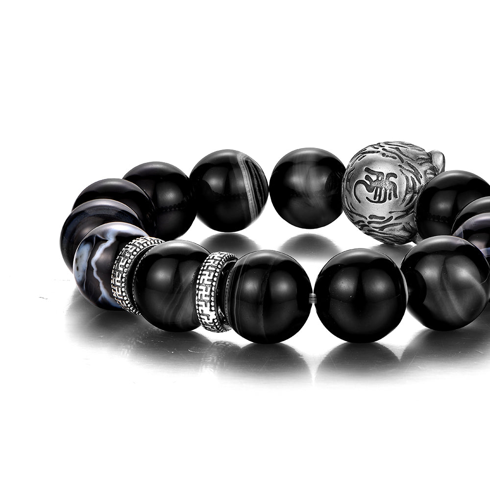 Black Obsidian Tiger Head Bracelet
