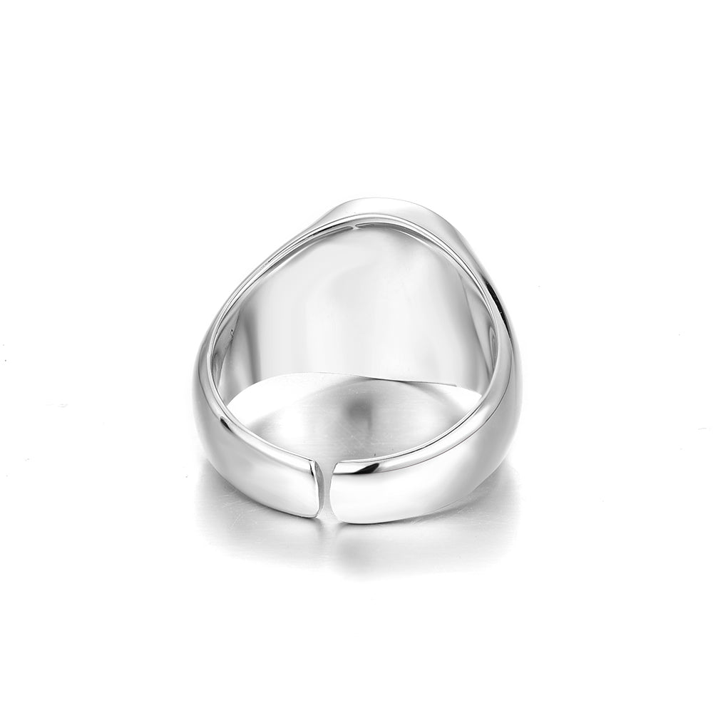 Black Onyx Round Signet Ring
