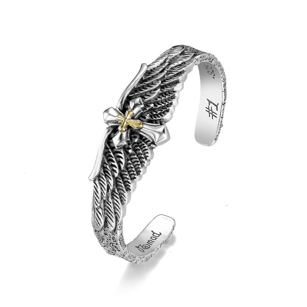 Vintage Angel Cross Bangle Bracelet