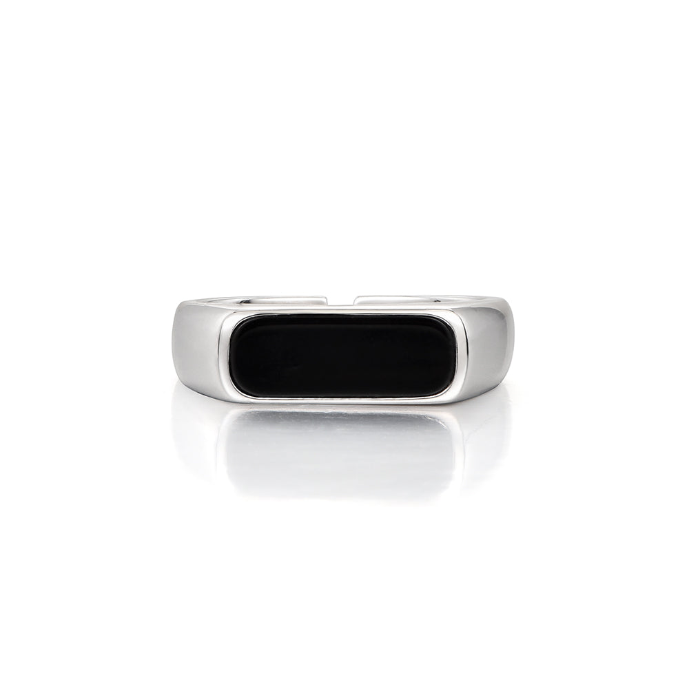 Black Onyx Bar Signet Ring