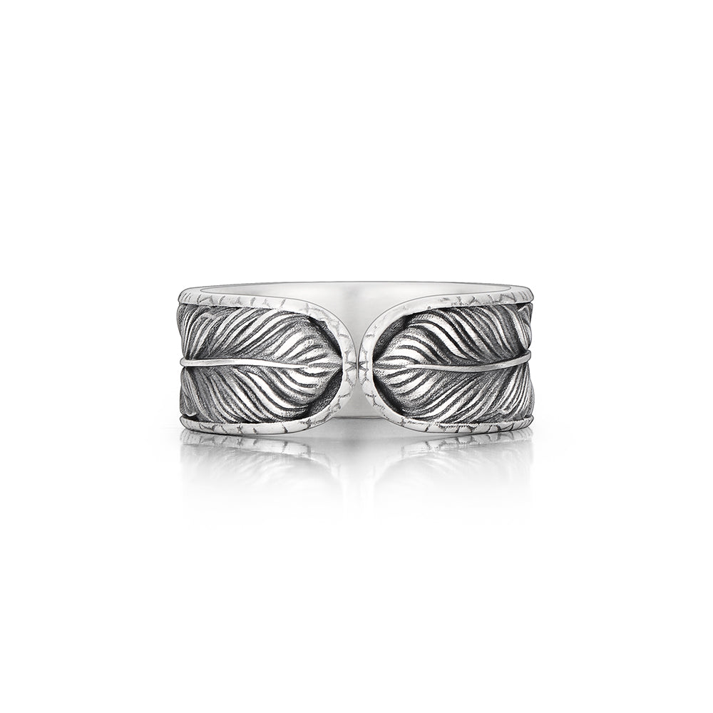 Vintage Evil Eye Feather Ring Band