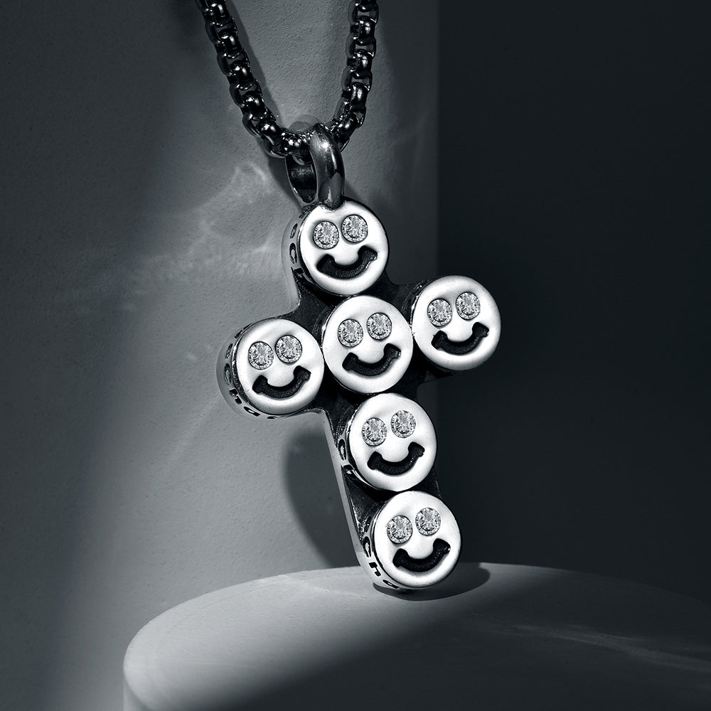 Smiley Faces Cross Pendant