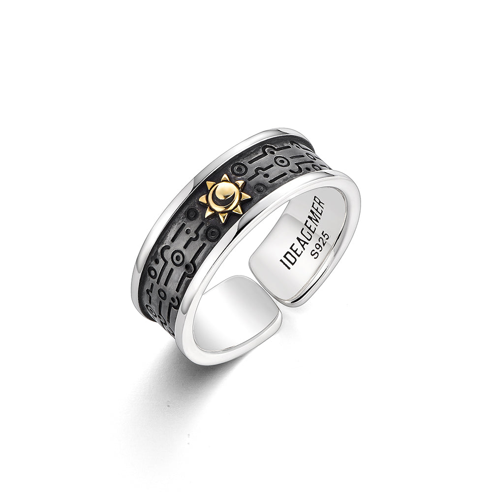 Cyber Sun & Moon Ring Band