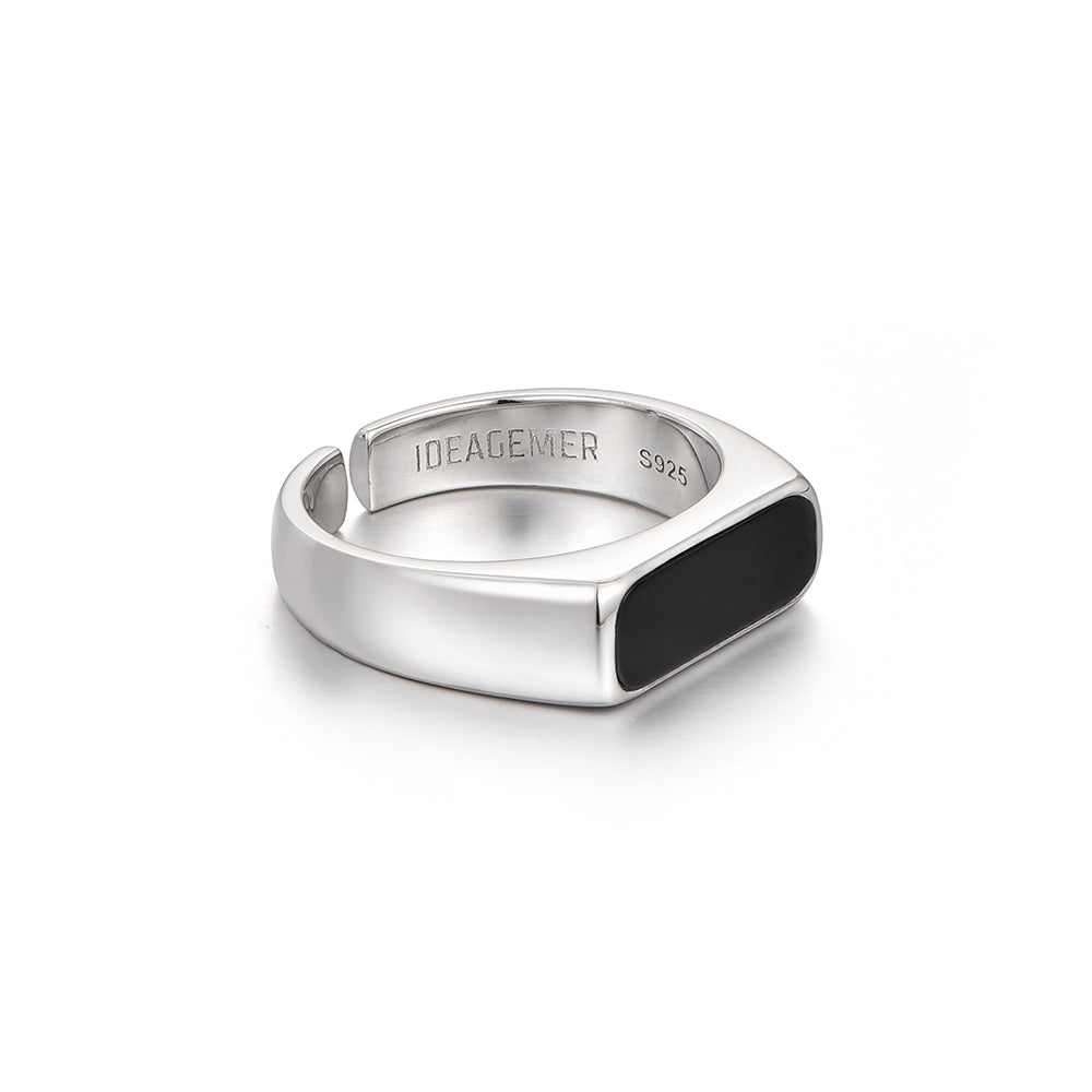 Black Onyx Bar Signet Ring