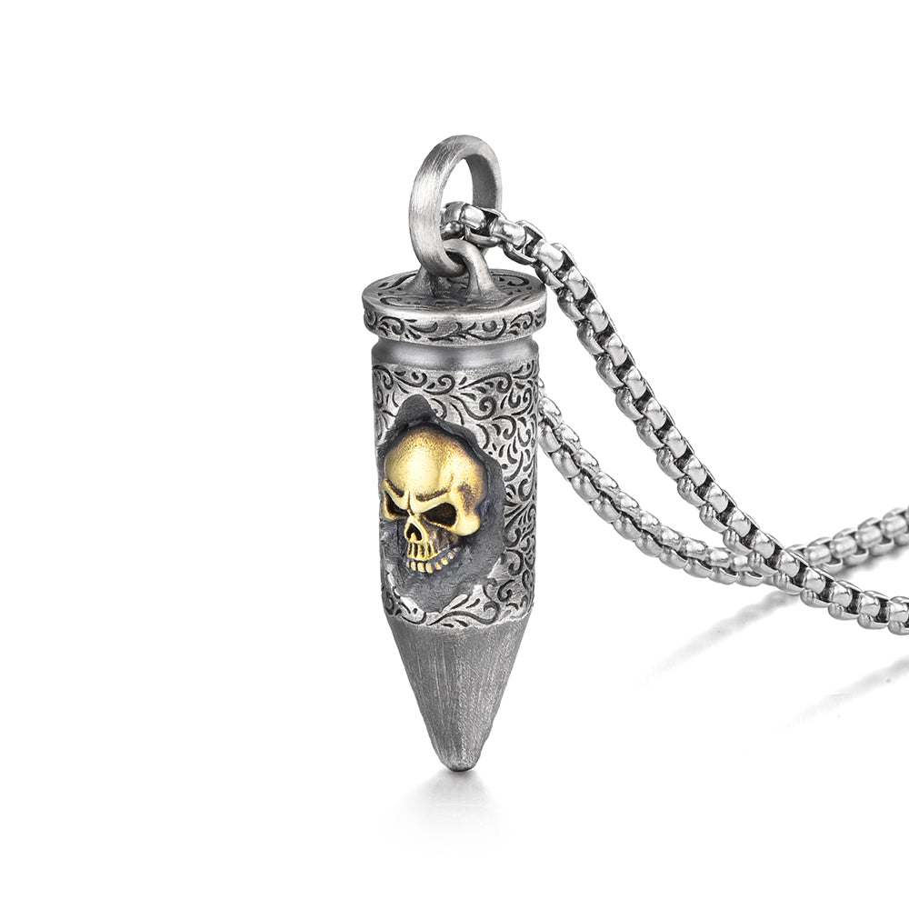 Vintage Skull Bullet Pendant