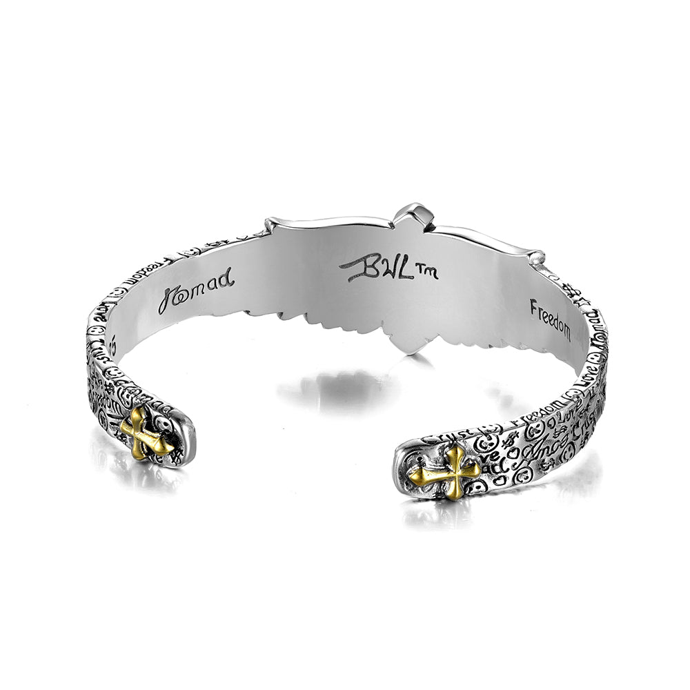 Vintage Angel Cross Bangle Bracelet