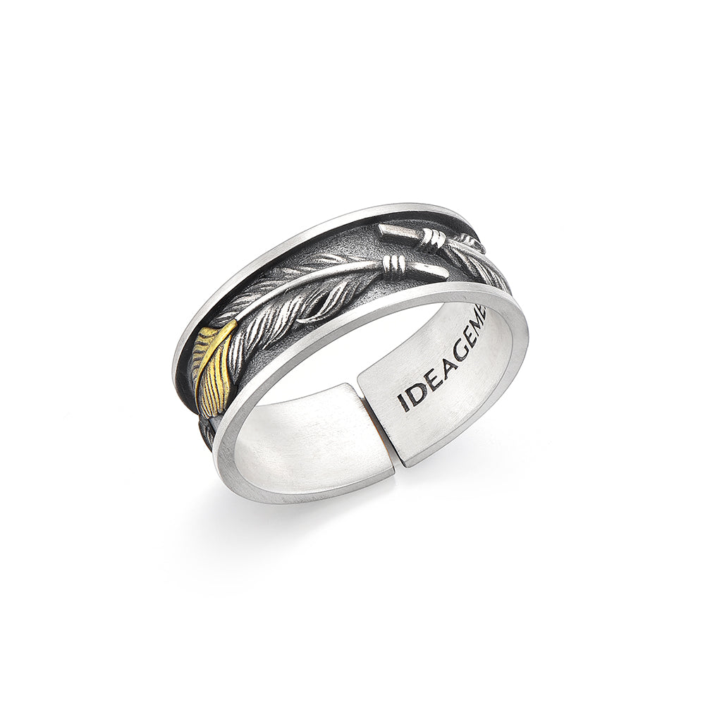 Vintage Feather Ring Band